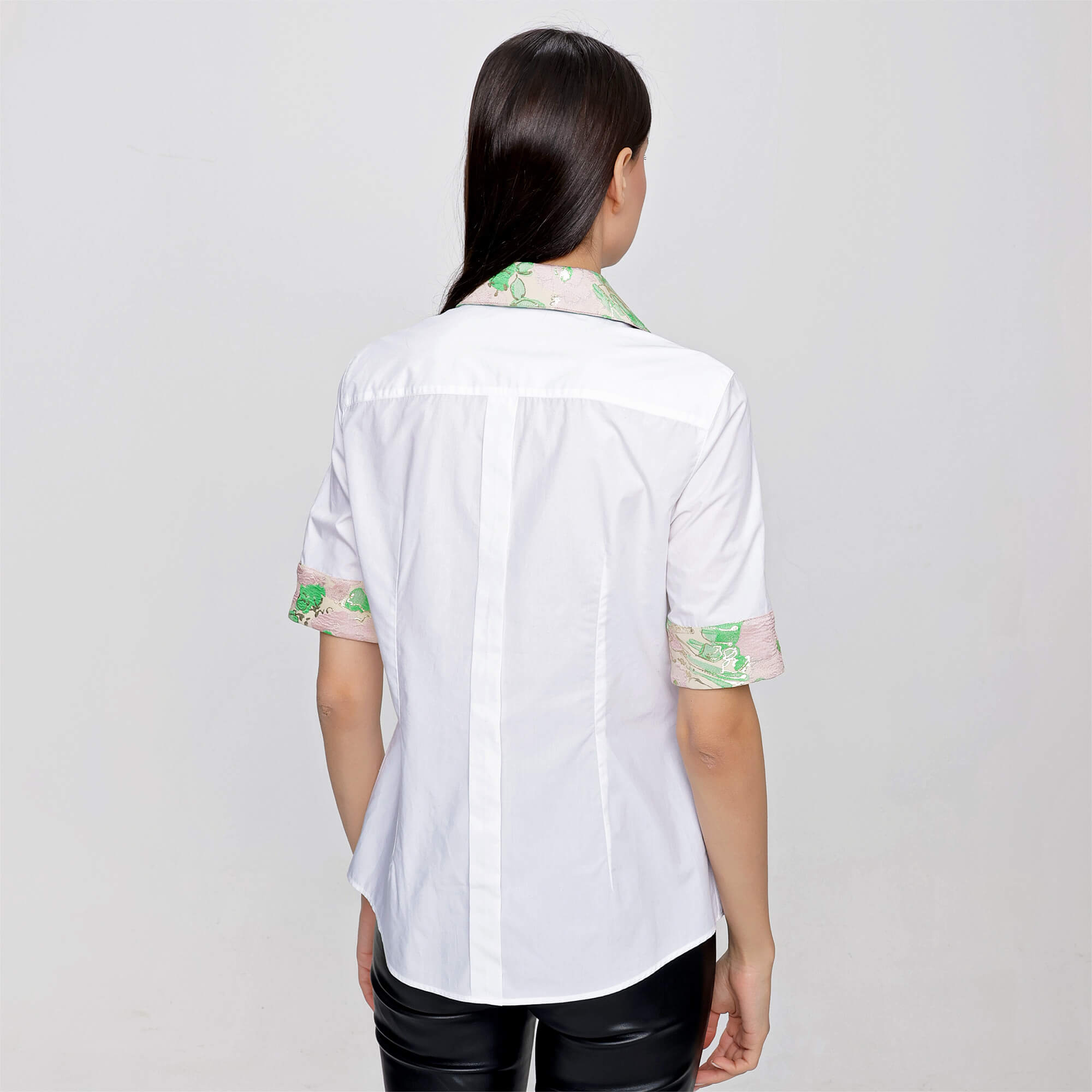 Dolce&Gabbana - White Floral Embroidery Sleeve&Collar Short Sleeve Shirt